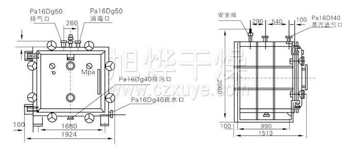 方形靜態真空幹燥機結構示意圖